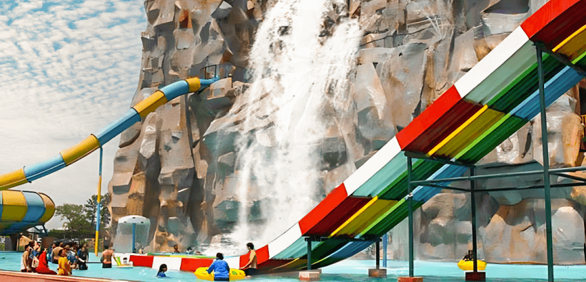 70 feet high waterfall at the Water Park Near Delhi